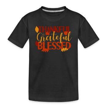 Reconnaissant Reconnaissant Bienheureux Drôle Thanksgiving - T-shirt bio Premium Enfant - noir - Devant