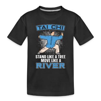 Tai Chi Stand Comme un arbre Bouge comme une rivière Qigong - T-shirt bio Premium Enfant - noir - Devant