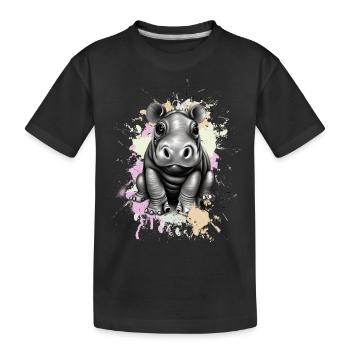 Nilpferd - Kinder Premium Bio T-Shirt - Schwarz - Vorne