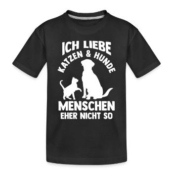 Hunde Katzenliebhaber Hundeliebhaber Katzen - Kinder Premium Bio T-Shirt - Schwarz - Vorne