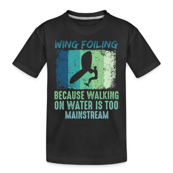 Wing Foil Wingsurfing Retro Foil Wing - Kids' Premium Organic T-Shirt - black - Front