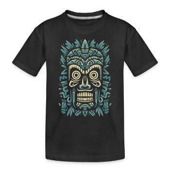 Masque rétro tribal polynésien Tiki Maori - T-shirt bio Premium Enfant - noir - Devant
