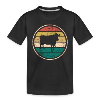 Kuh Retro Muh Landwirt Milch Bauernhof Geschenk - Kinder Premium Bio T-Shirt - Schwarz - Vorne
