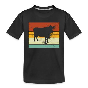 Cadeau de ferme laitière Cow Retro Moo Farmer - T-shirt bio Premium Enfant - noir - Devant