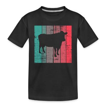 Kuh Retro Muh Landwirt Milch Bauernhof Geschenk - Kinder Premium Bio T-Shirt - Schwarz - Vorne