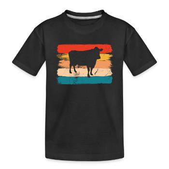 Kuh Retro Muh Landwirt Milch Bauernhof Geschenk - Kinder Premium Bio T-Shirt - Schwarz - Vorne