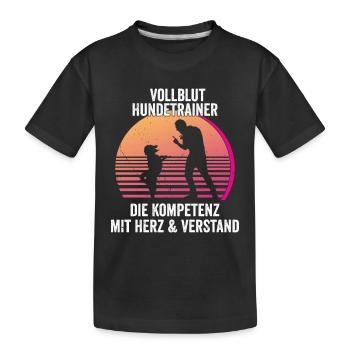 Vollblut Hundetrainer Hundeschule Hundetraining - Kinder Premium Bio T-Shirt - Schwarz - Vorne
