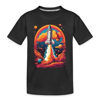 Weltraum Reise Astronauten & Space Shuttle Traum - Kinder Premium Bio T-Shirt - Schwarz - Vorne