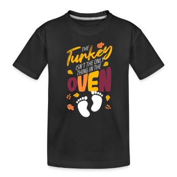 Der Truthahn ist nicht das Einzige, was im Ofen is - Kinder Premium Bio T-Shirt - Schwarz - Vorne