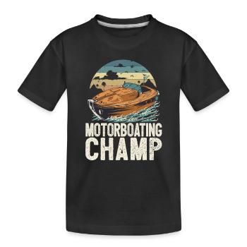 Pontoon Lake Life Boat Parade Champ Motorboating - Kinder Premium Bio T-Shirt - Schwarz - Vorne