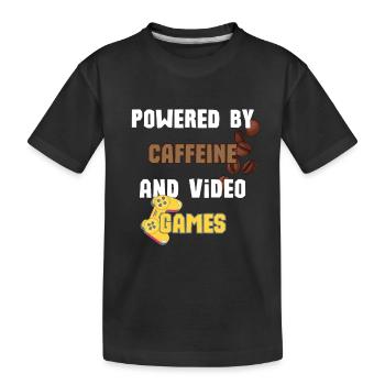 Angetrieben von Koffein und Videospielen - Kinder Premium Bio T-Shirt - Schwarz - Vorne