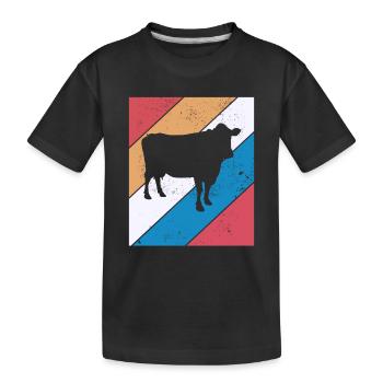 Kuh Retro Muh Landwirt Milch Bauernhof Geschenk - Kinder Premium Bio T-Shirt - Schwarz - Vorne