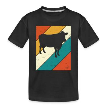 Cadeau de ferme laitière Cow Retro Moo Farmer - T-shirt bio Premium Enfant - noir - Devant