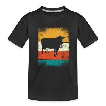 Cow Animal Farmer Moo Retro Farm Gift - Kids' Premium Organic T-Shirt - black - Front