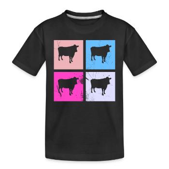 Kuh Retro Muh Landwirt Milch Bauernhof Geschenk - Kinder Premium Bio T-Shirt - Schwarz - Vorne
