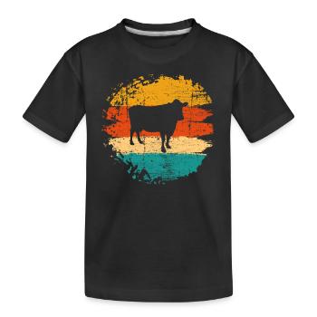 Kuh Retro Muh Milch Bauernhof Geschenk - Kinder Premium Bio T-Shirt - Schwarz - Vorne