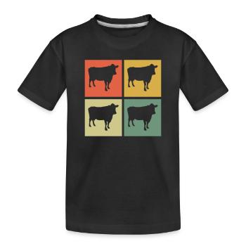 Cow Animal Farmer Moo Retro Farm Gift - Kids' Premium Organic T-Shirt - black - Front