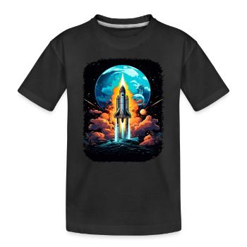 Space Weltraum Raumschiff Start Abheben Lift Off - Kinder Premium Bio T-Shirt - Schwarz - Vorne