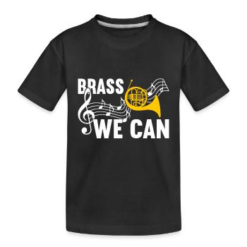 Horn Blechblasinstrument - Kinder Premium Bio T-Shirt - Schwarz - Vorne