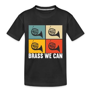 Horn Blechblasinstrument - Kinder Premium Bio T-Shirt - Schwarz - Vorne