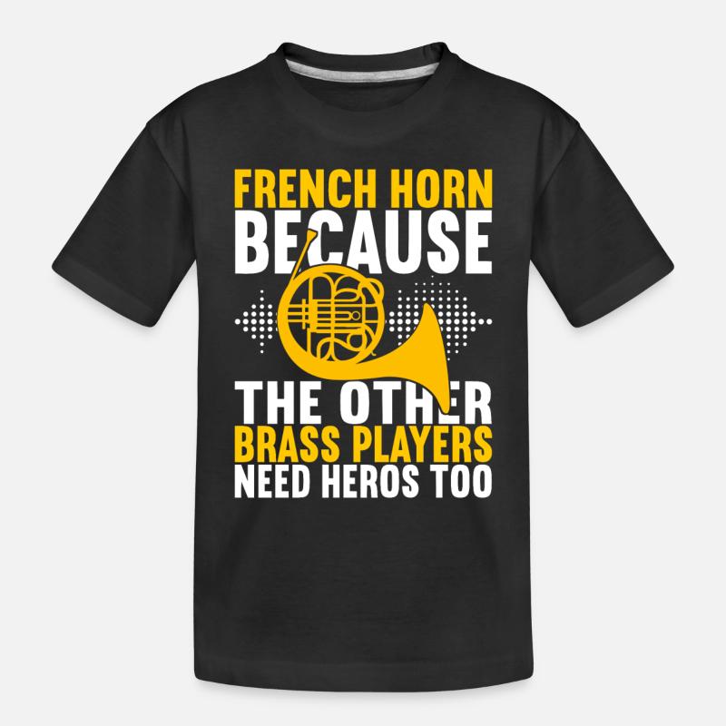 Horn Blechblasinstrument - Kinder Premium Bio T-Shirt - Schwarz