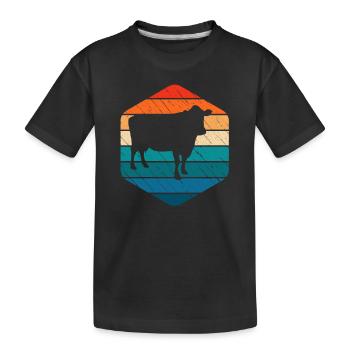 Kuh Retro Muh Landwirt Milch Bauernhof Geschenk - Kinder Premium Bio T-Shirt - Schwarz - Vorne