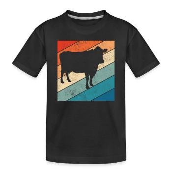 Kuh Retro Muh Landwirt Milch Bauernhof Geschenk - Kinder Premium Bio T-Shirt - Schwarz - Vorne