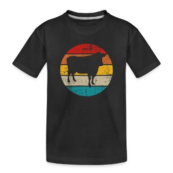Cadeau de ferme laitière Cow Retro Moo Farmer - T-shirt bio Premium Enfant - noir - Devant
