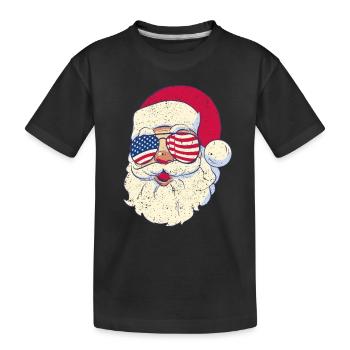 Weihnachtsmann patriotische USA Sonnenbrille - Kinder Premium Bio T-Shirt - Schwarz - Vorne