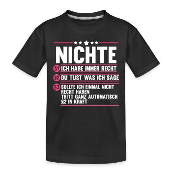 Nichte - Kinder Premium Bio T-Shirt - Schwarz - Vorne