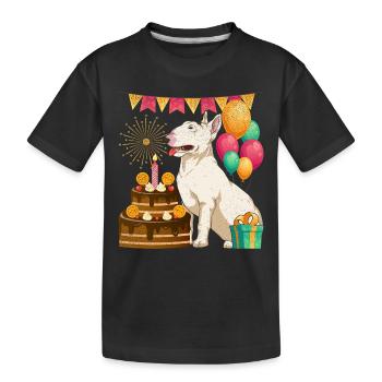 Dogs Birthday Party Gift Bull Terrier - Kids' Premium Organic T-Shirt - black - Front