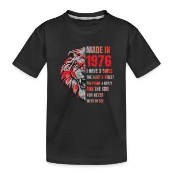 1976 Birthday Lion made in - Kids' Premium Organic T-Shirt - black - Front