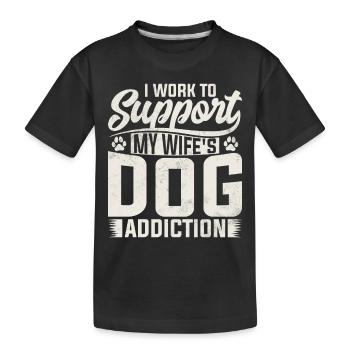 Je travaille autour de la dépendance au chien de ma femme - T-shirt bio Premium Enfant - noir - Devant