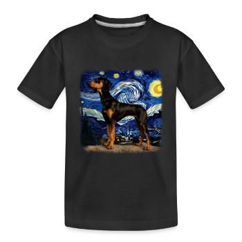 Black and Tan Coonhound Van gogh starry night - Kids' Premium Organic T-Shirt - black - Front