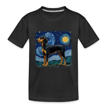 Black and Tan Coonhound Van gogh starry night - Kids' Premium Organic T-Shirt - black - Front