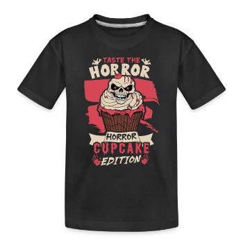 Terrifying Halloween horror cupcake monster - Kids' Premium Organic T-Shirt - black - Front