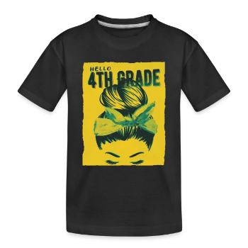 Bonjour 4ème année Messy Bun Girls Cute Heart Back - T-shirt bio Premium Enfant - noir - Devant