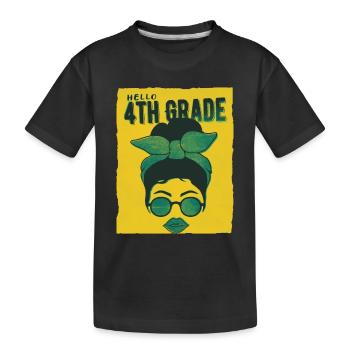 Bonjour 4ème année Messy Bun Girls Cute Heart Back - T-shirt bio Premium Enfant - noir - Devant