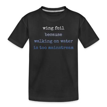 Wing Foil Wingsurfing Retro Foil Wing - Kids' Premium Organic T-Shirt - black - Front