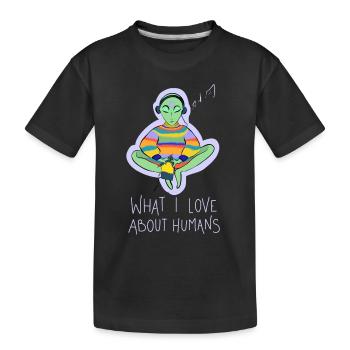 Ce que j’aime dans la conspiration des humains - T-shirt bio Premium Enfant - noir - Devant