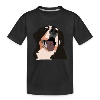 Rüde Vierbeiner Wauwau Hundebesitzer Bernhardiner - Kinder Premium Bio T-Shirt - Schwarz - Vorne