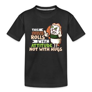 Drôle de sushis malheureux Nourriture japonaise Miso-Malheureux - T-shirt bio Premium Enfant - noir - Devant