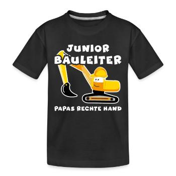 Papas rechte Hand Kinder Bagger Baustelle - Kinder Premium Bio T-Shirt - Schwarz - Vorne