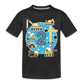 Chemise d’anniversaire pour enfants 2 ans Jeune chantier - T-shirt bio Premium Enfant - noir - Devant
