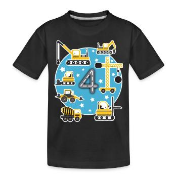 Kinder Geburtstagsshirt 4 Jahre Junge Baustelle - Kinder Premium Bio T-Shirt - Schwarz - Vorne