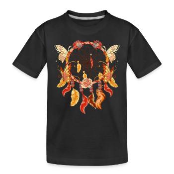 Boho Flowers Butterfly Gift Dream Catcher - Kids' Premium Organic T-Shirt - black - Front