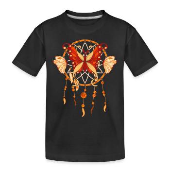 Feder Schmuck Geschenk Schmetterling Traumfänger - Kinder Premium Bio T-Shirt - Schwarz - Vorne