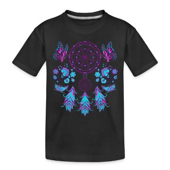 Schmetterling Feder Schmuck Hippie Traumfänger - Kinder Premium Bio T-Shirt - Schwarz - Vorne