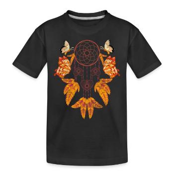 Schmetterling Federn Schmuck Geschenk Traumfänger - Kinder Premium Bio T-Shirt - Schwarz - Vorne