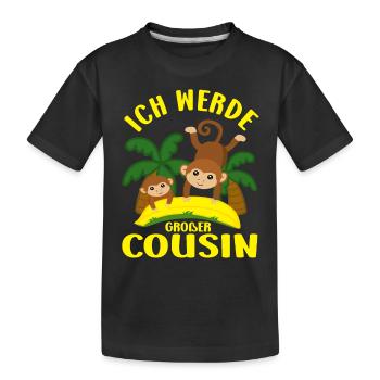 Ich Werde Großer Cousin Affe bald großer Cousin - Kinder Premium Bio T-Shirt - Schwarz - Vorne